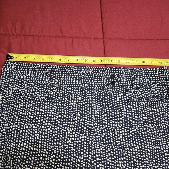 LOFT Original Crop Pants Women Size 14 Navy White Print Stretch Ann Taylor Loft - Picture 4 of 12